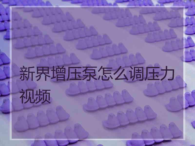 新界增压泵怎么调压力视频