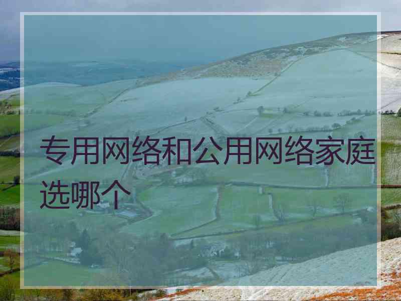 专用网络和公用网络家庭选哪个