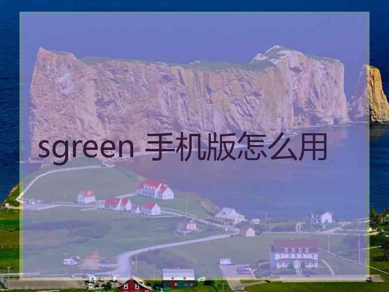 sgreen 手机版怎么用