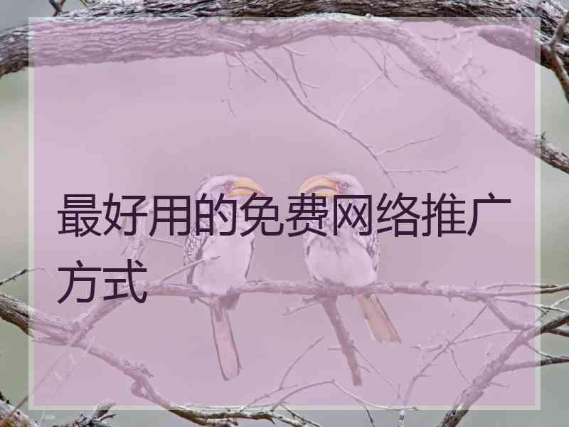 最好用的免费网络推广方式